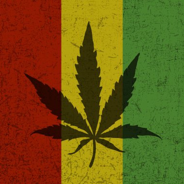 Kenevir yaprak grunge rastafarian bayrağı.