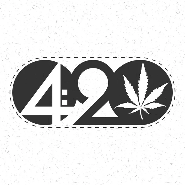 Texto 420 com folha de cannabis dentro do círculo no fundo grunge . — Vetor de Stock