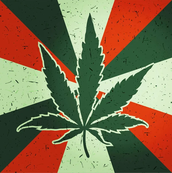 Cannabis leaf op grunge kleur achtergrond — Stockvector