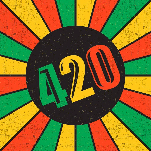 420 Zeichen auf rastafarischer Flagge Grunge Hintergrund — Stockvektor