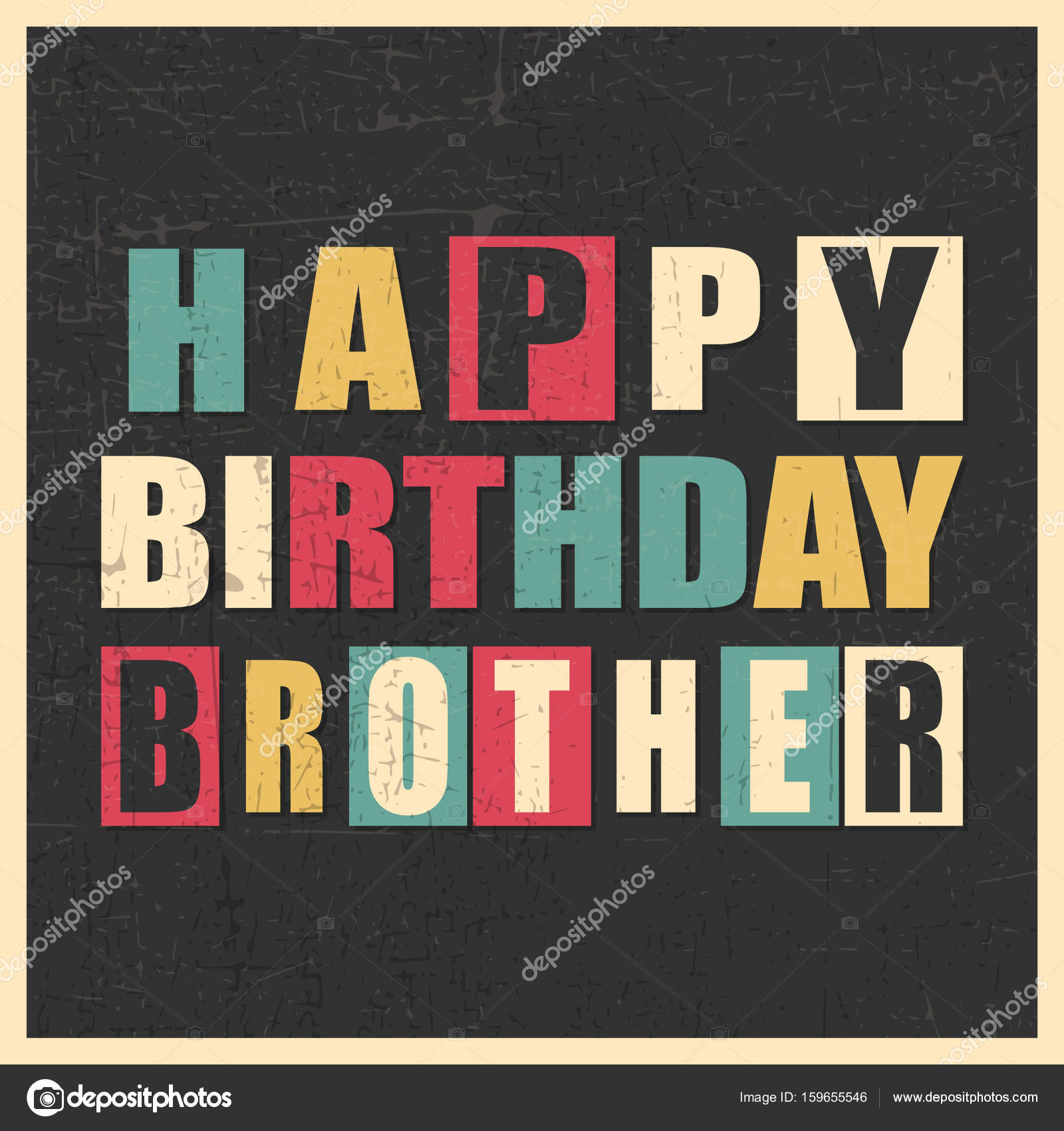 Happy birthday Brother on black background with grunge shapes in ...