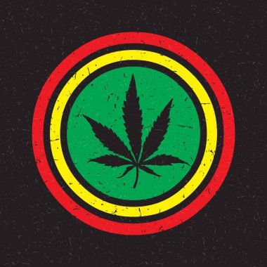 Grunge rastafarian arka plan daire kenevir yaprağı. 