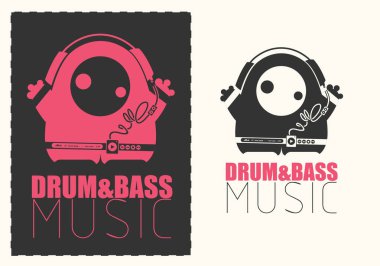 Davul ve bas müzik kulaklık ses cihazlarında komik canavar. 