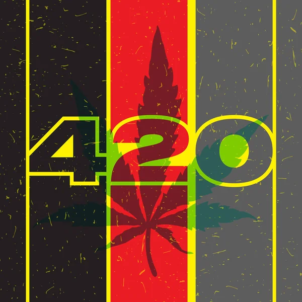 Text 420 med cannabis leaf på färg remsor och grunge former . — Stock vektor