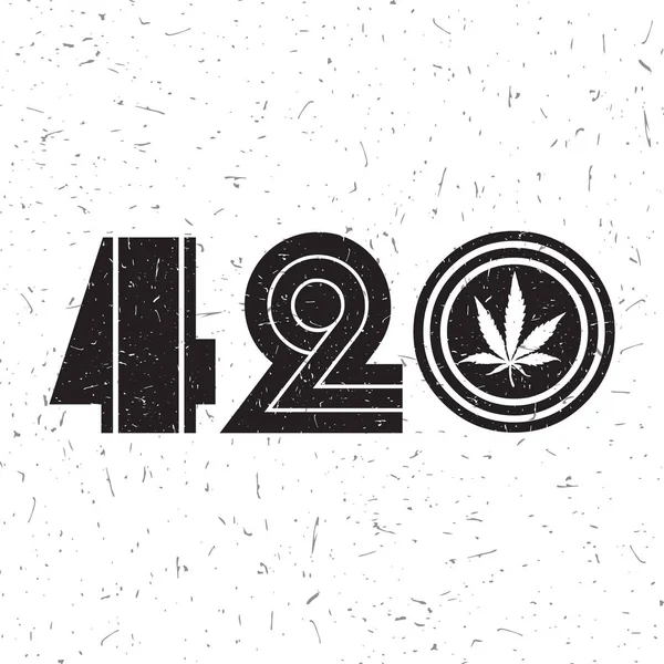 Texto 420 com folha de cannabis em tiras coloridas e formas grunge  . — Vetor de Stock
