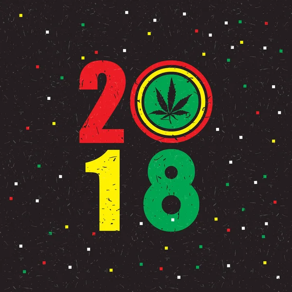 Cannabis leaf inside color 2018 year. — Stock Vector