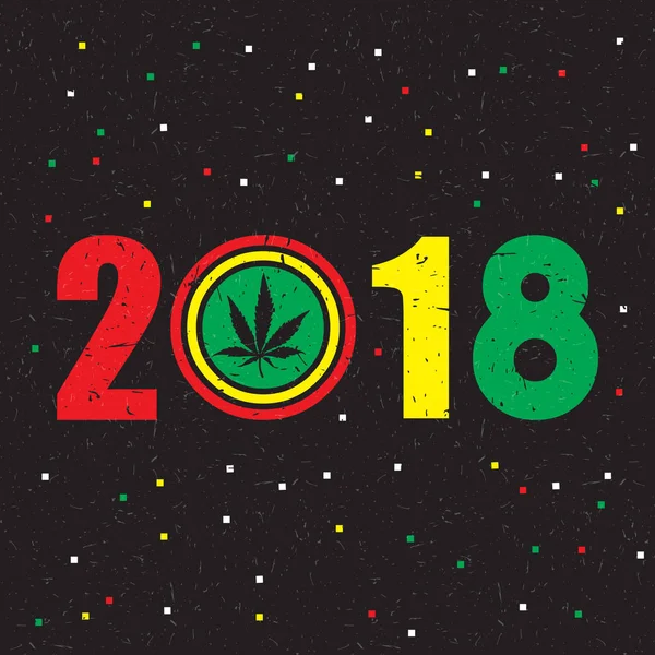 Cannabis blad inde farve 2018 år . – Stock-vektor