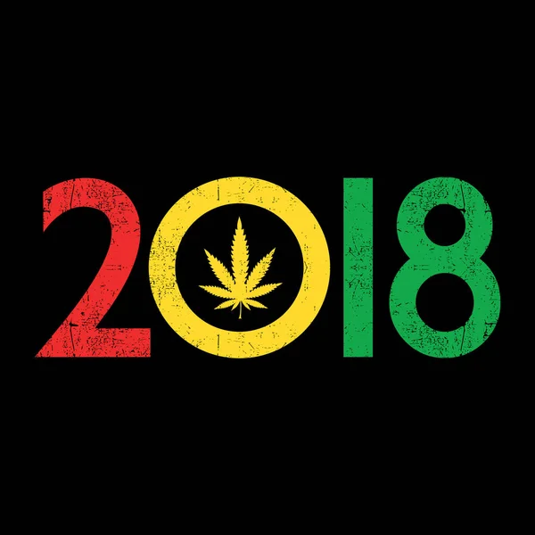 Cannabis blad inde farve 2018 år . – Stock-vektor