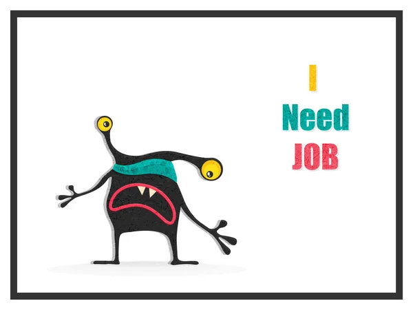 Monstre mignon dans la recherche d'emploi . — Image vectorielle
