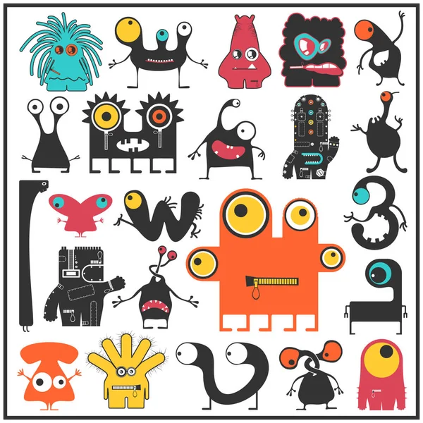 Set of cute monsters isolated on white. — Stock Vector