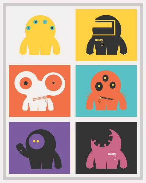 Zestaw sześciu cute potwory z emocji na kolor tła. — Wektor stockowy
