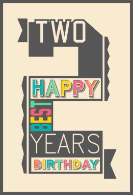 Retro yazı tipi çöl Sarı zemin üzerine şık Happy birthday hediye kart. 