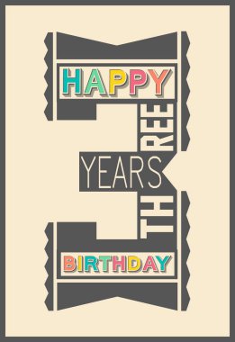 Retro yazı tipi çöl Sarı zemin üzerine şık Happy birthday hediye kart. 