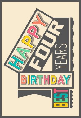 Retro yazı tipi çöl Sarı zemin üzerine şık Happy birthday hediye kart. 