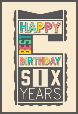 Retro yazı tipi çöl Sarı zemin üzerine şık Happy birthday hediye kart. 