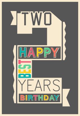 Retro yazı tipi siyah arka plan üzerine şık Happy birthday hediye kart. 