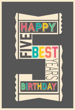 Retro yazı tipi siyah arka plan üzerine şık Happy birthday hediye kart. 