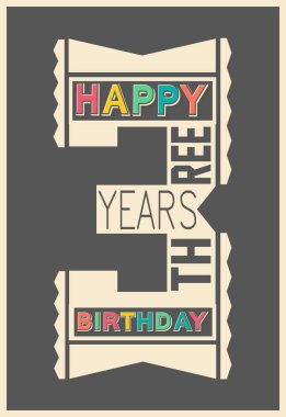 Retro yazı tipi siyah arka plan üzerine şık Happy birthday hediye kart. 