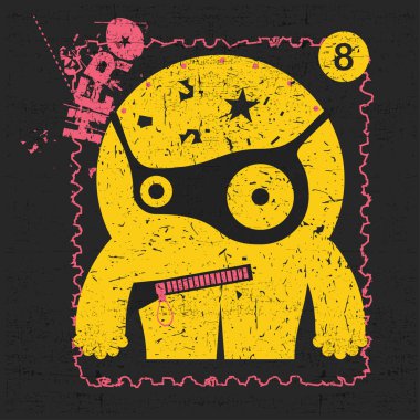 Grunge şekillerle komik canavar.