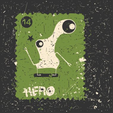 Grunge şekillerle komik canavar.