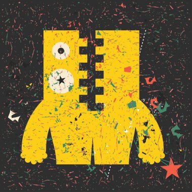 Grunge şekillerle komik canavar.