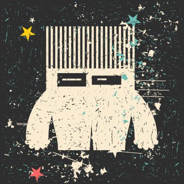 Grunge şekillerle komik canavar.