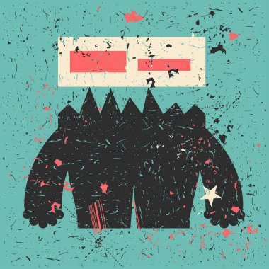 Grunge şekillerle komik canavar.