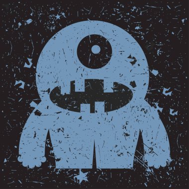 Grunge şekillerle komik canavar.