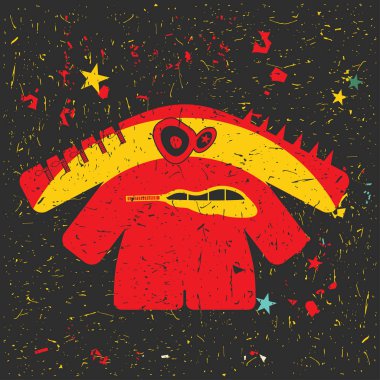 Grunge şekillerle komik canavar.