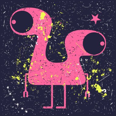 Grunge şekillerle komik canavar.