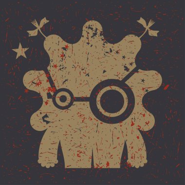 Grunge şekillerle komik canavar.