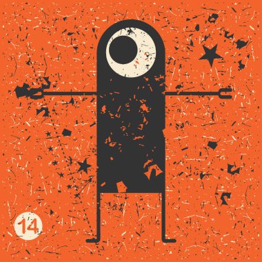 Grunge şekillerle komik canavar.