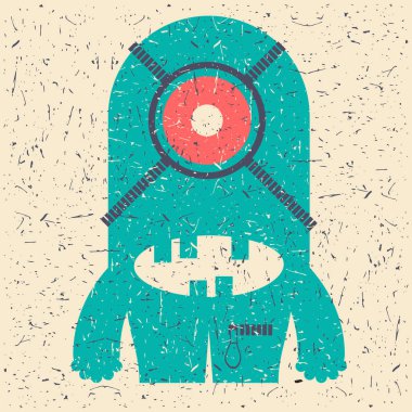 Grunge şekillerle komik canavar.