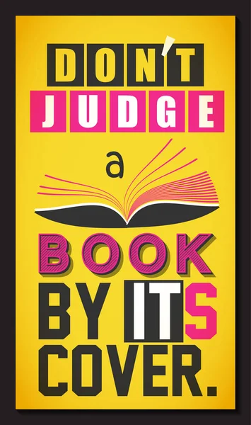 Dont rechter een boek door zijn dekking. Inspirerende, motiverende citaat. — Stockvector