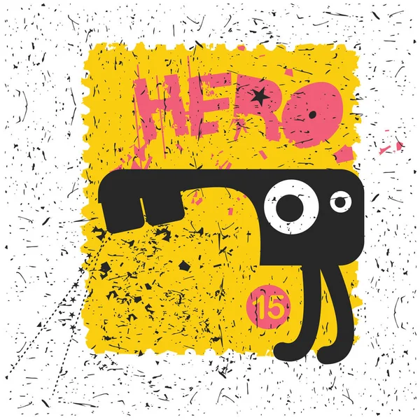 Grunge şekillerle komik canavar.