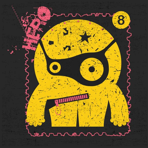 Grunge şekillerle komik canavar.