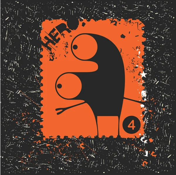 Grunge şekillerle komik canavar.