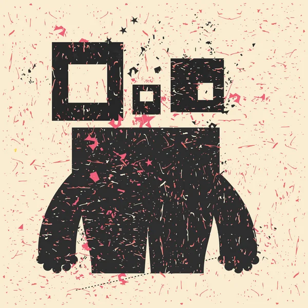 Grunge şekillerle komik canavar.