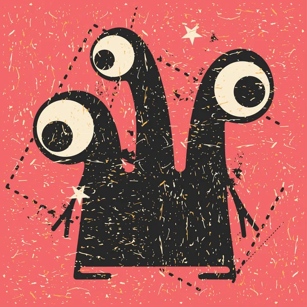 Grunge şekillerle komik canavar.