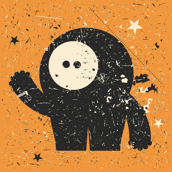 Grunge şekillerle komik canavar.