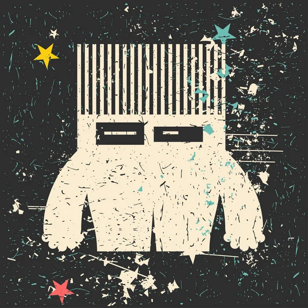 Grunge şekillerle komik canavar.