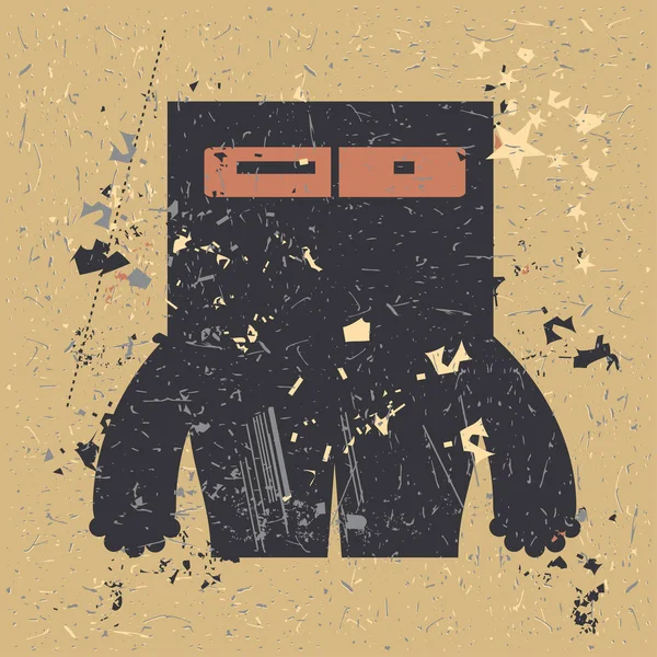 Grunge şekillerle komik canavar.