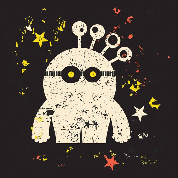 Grunge şekillerle komik canavar.