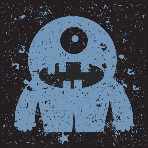 Grunge şekillerle komik canavar.