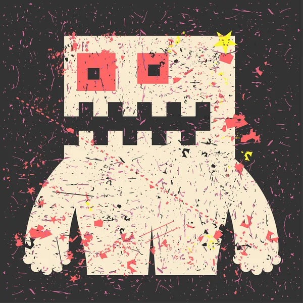Grunge şekillerle komik canavar.