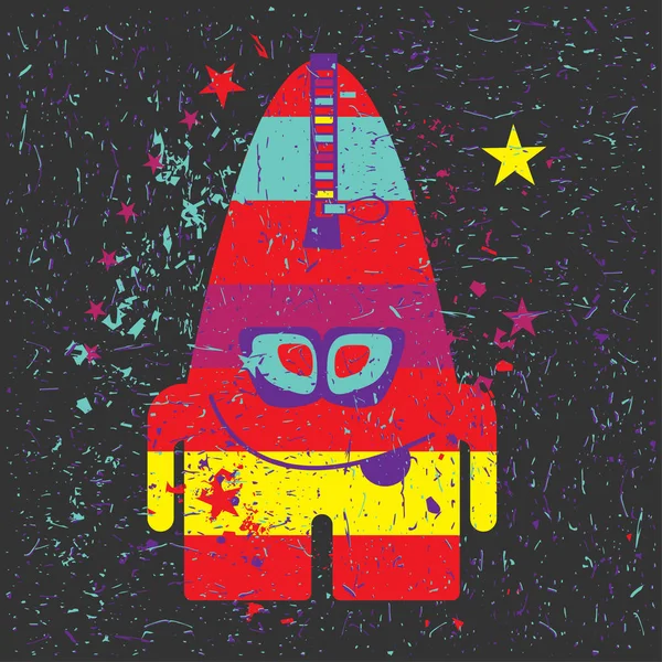 Grunge şekillerle komik canavar.