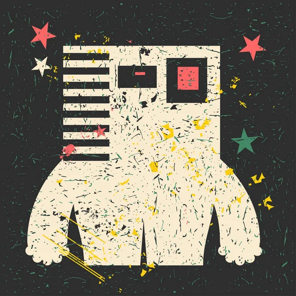 Grunge şekillerle komik canavar.