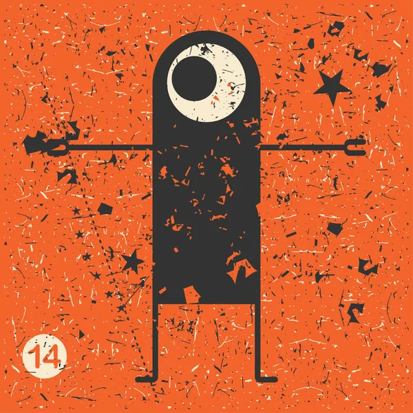 Grunge şekillerle komik canavar.