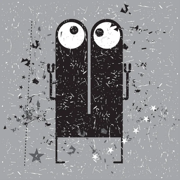 Grunge şekillerle komik canavar.