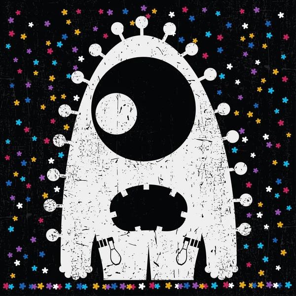 Grunge şekillerle komik canavar.